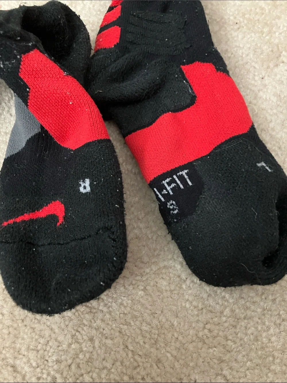 Nike LeBron Black, Red & Gray Athletic Crew Socks